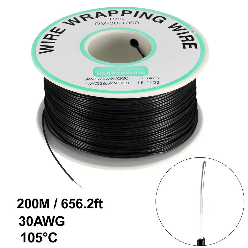 0.58mm Wire OD 200M 250M Electrical Wire Wrapping Wire Tin Plated Copper Wire PCB Solder Cable P/N DM-30-1000 30 AWG for Laptop