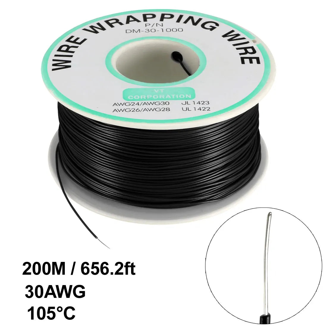 0.58mm Wire OD 200M 250M Electrical Wire Wrapping Wire Tin Plated Copper Wire PCB Solder Cable P/N DM-30-1000 30 AWG for Laptop
