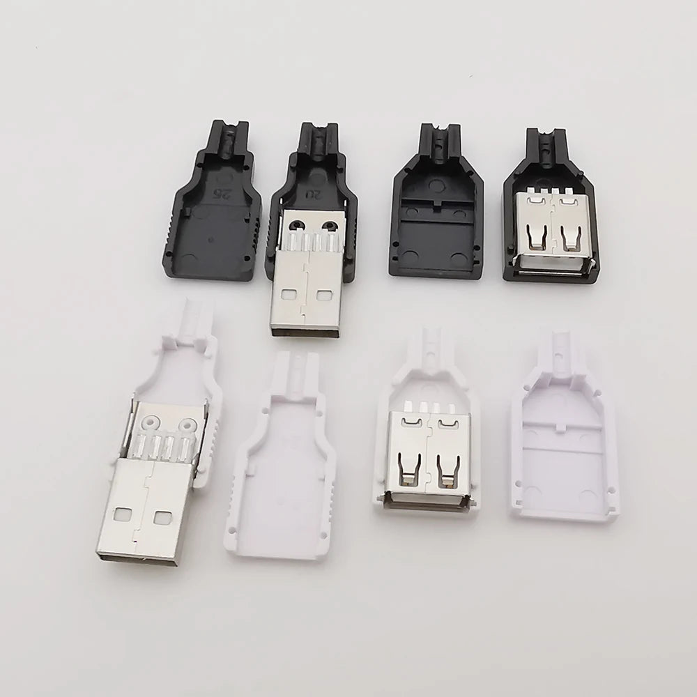 10Pcs USB 2.0 Type A 4 Pin Male Female Assembly Adapter Connector Soldering Type 5V USB-A Plug Socket Charging Data DIY Repair