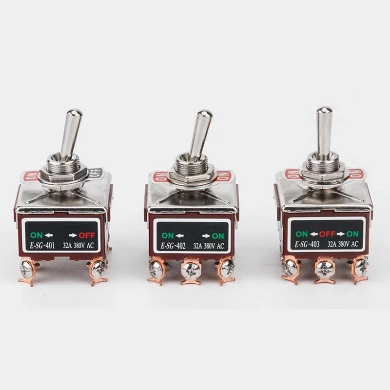 2/3/4/6/8/9/12Pin E-SG Toggle Switch 32A 250VAC Rocker Switch Self-Locking E-SG Power Switch with Brass Screw Foot Pin