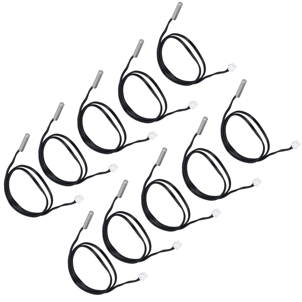 10Pcs Temperature Sensor Probe NTC Thermistor Temp Transducer 5x25mm Cylindrical Head 500mm10K B3435