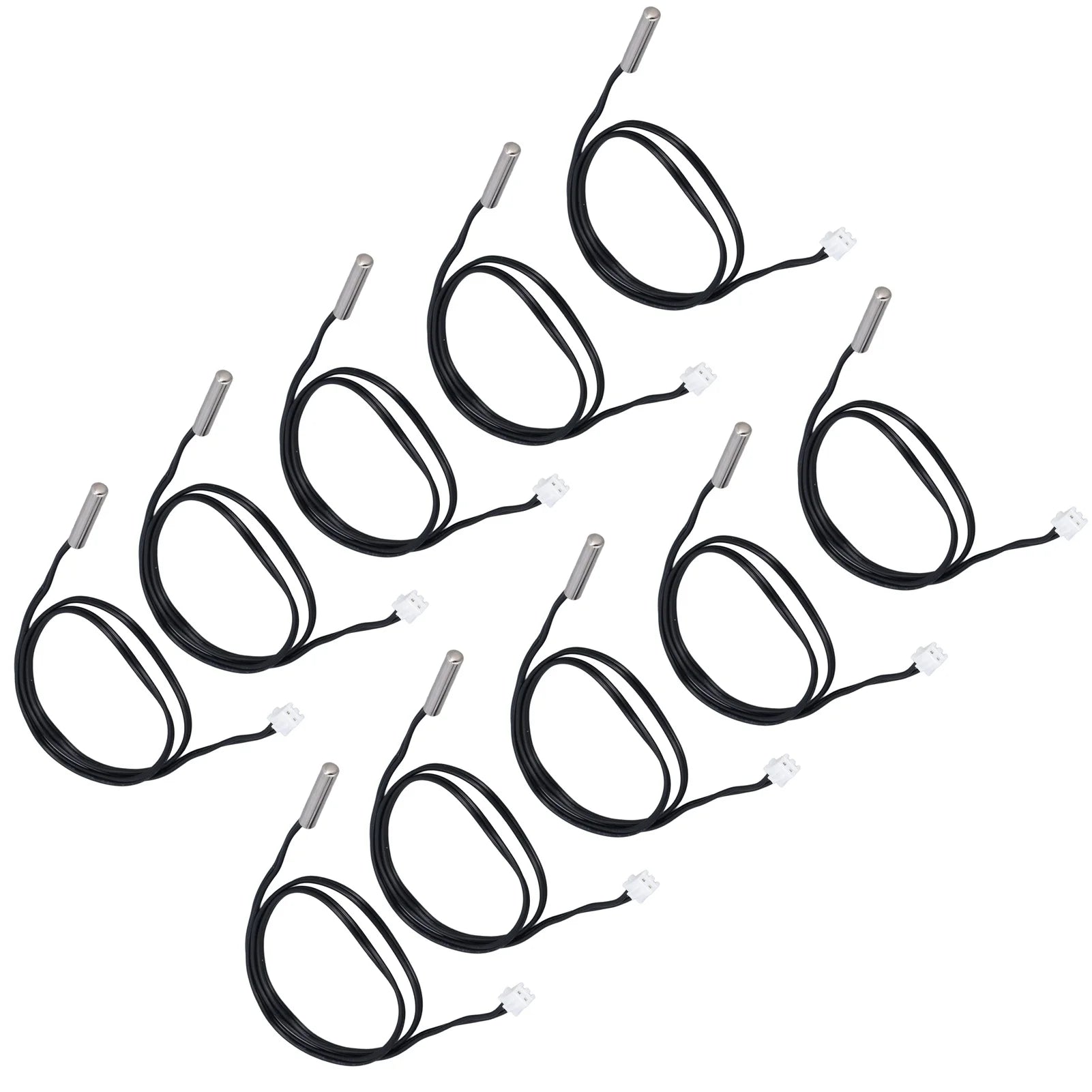 10Pcs Temperature Sensor Probe NTC Thermistor Temp Transducer 5x25mm Cylindrical Head 500mm10K B3435