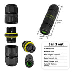 Electrical Cable Connector M20 IP68 Waterproof Inline Wire Connector Screwless Push In Cable Splice for Outdoor LED Lighting