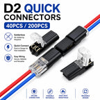 40/200Pcs D2 Quick Wire Connectors Solderless Push-in Terminal Blocks Electrical Cable Connector for Home DIY Automotive Repair