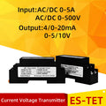 AC DC Current Voltage Transmitter AC/DC 0-10A 0-500V Input 0/4-20mA 0-5/10V Output DC24V Power Supply Current Sensor Transducer