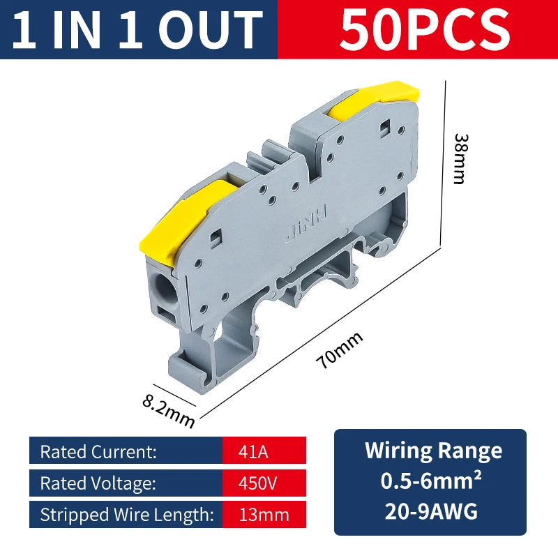 6MM DIN Rail Terminal Blocks Free Splicing Compact Quick Lever Wiring Connector Spring Cable Connection Terminal Press 32A 450V