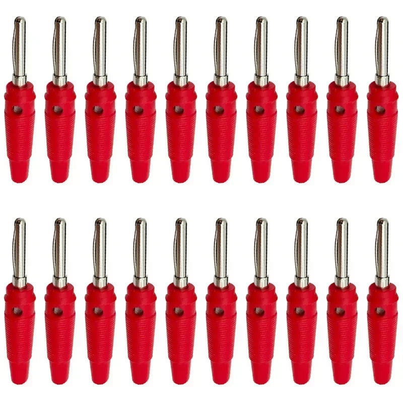 20Pcs 4mm Banana Plug Connectors Black And Red High Current Insulated Shrouded Stackable Screw Connection Probe