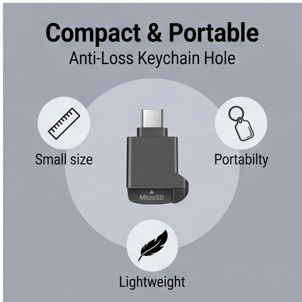 USB C to MicroSD Card Reader, High Speed OTG Adapter for Phones & Laptops, Plug & Play, Compact Design