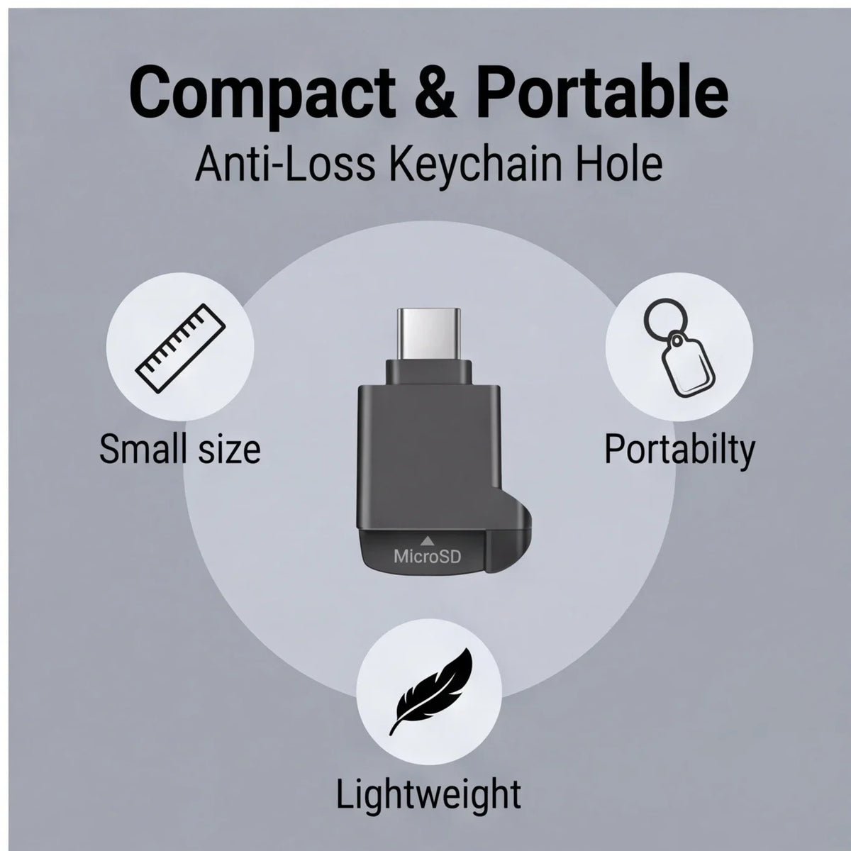 USB C to MicroSD Card Reader, High Speed OTG Adapter for Phones & Laptops, Plug & Play, Compact Design