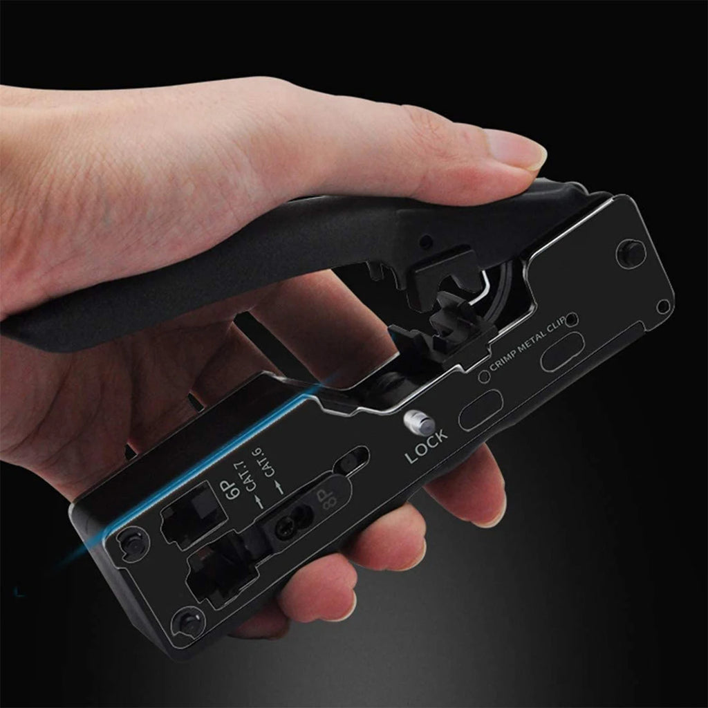 ZoeRax RJ45 Crimp Tool Ethernet Crimping Tool Wire Cutter Crimper for Cat7 Cat6a Cat6 Cat5e Pass Through Connectors