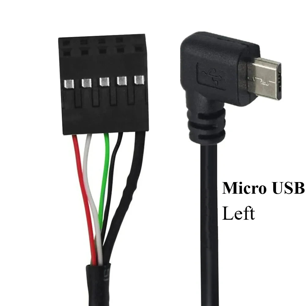 50CM USB 2.0 Micro 5Pin /Mini 5Pin Male To 9Pin Female 2.54 USB Header PCB Motherboard Cable Left/Right Angle