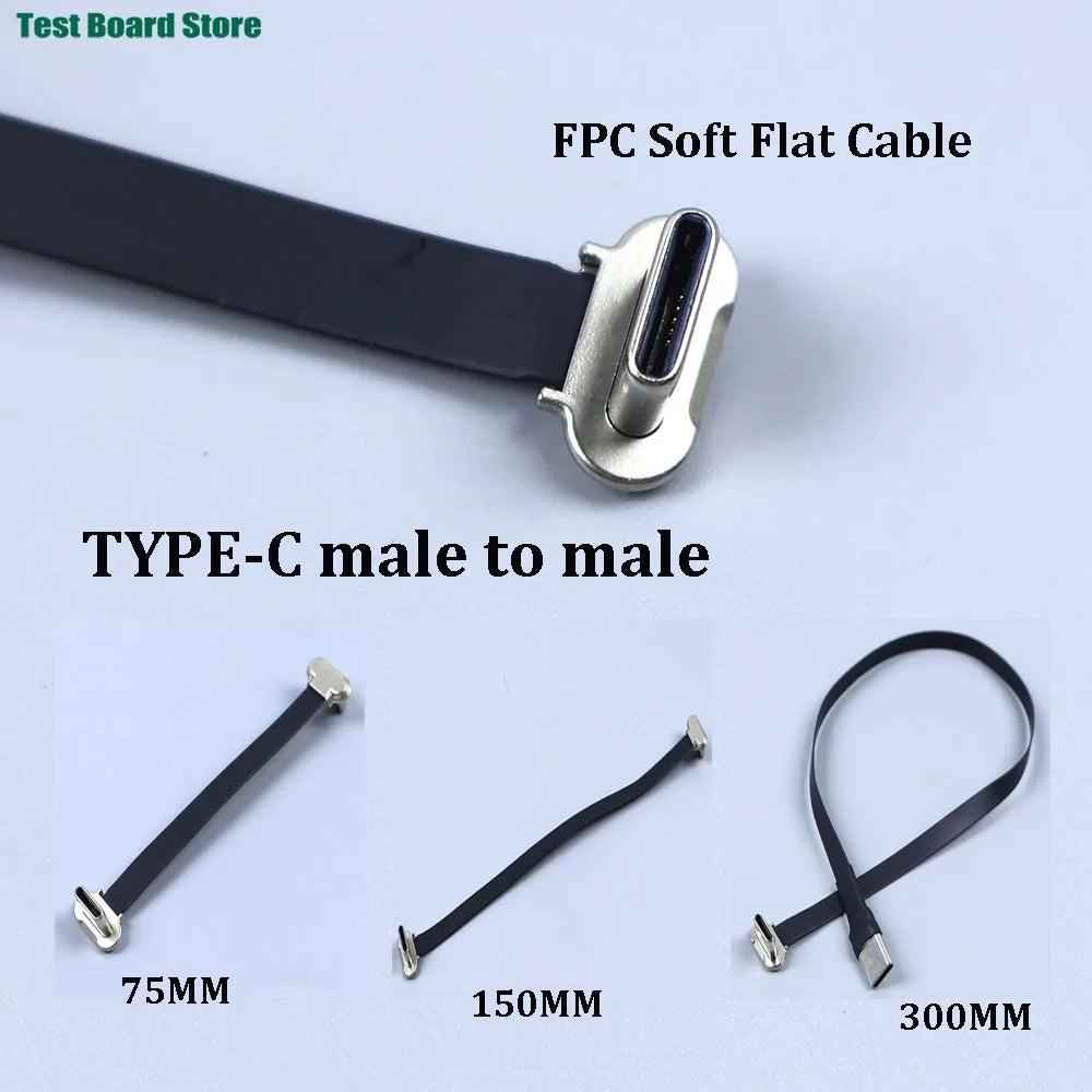 1/2PCS USB C Type-C USB FPC Soft Flat Cable Male To Male Charging Wire Fast Charge Cable Extention for Phone 75/150/300mm