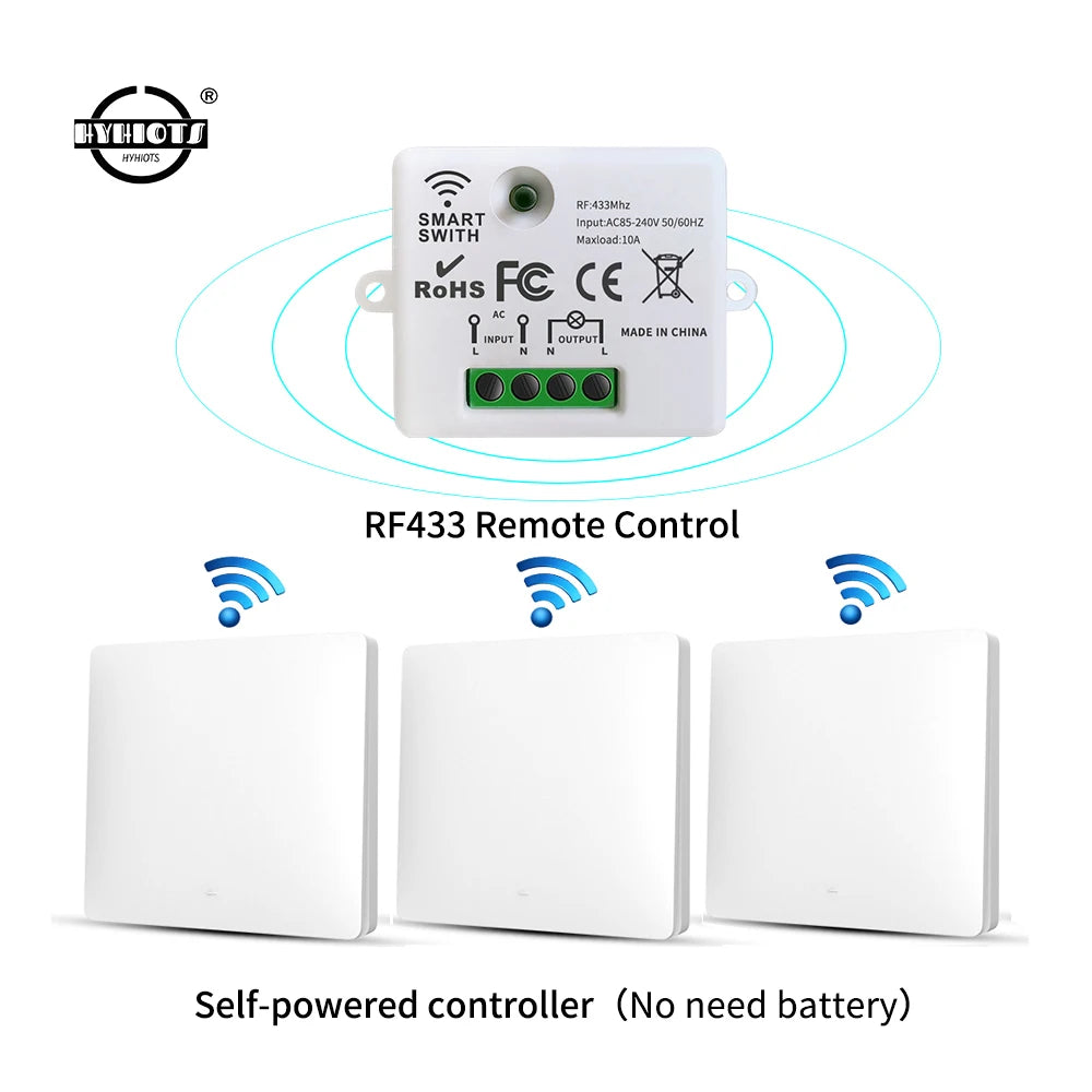 LVGEMSS Smart Wireless Switch RF433 Self-Powered Push Button Wall Panels Remote Controller Light Switch Waterproof Wall Switch
