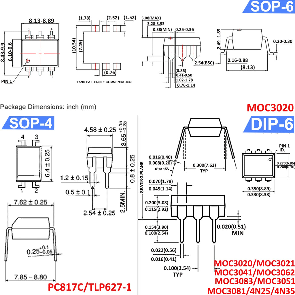4N35 4N25 Pc817 Moc3041 Moc3020 Tlp627 Hcpl3120 Moc3021 Pc817C Pc817B Moc3083 P521 Tlp521-4 Tlp621 Hcpl 3120 Moc3062 Optocoupler