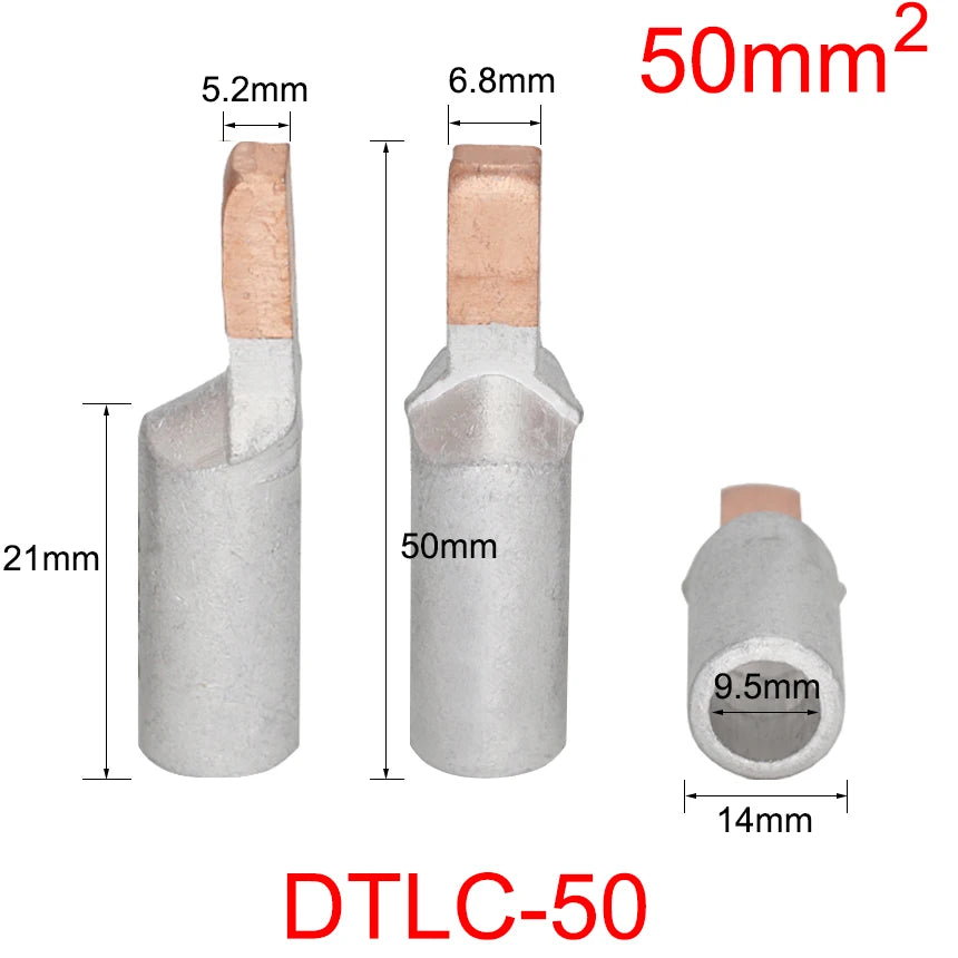 DTLC-10/16/25/35/50/70 Electrical Cable Wire Tubular Lug Screw Connection Connector Copper-AL Cord End Spade Pin Crimp Terminal