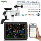 WiFi Weather Station 14-in-1 Wireless with Color Display Real-Time Sync to Weather Underground 100m Range Smart Home Sensor