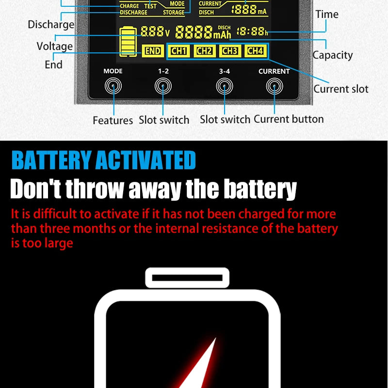 LiitoKala Lii-M4S 5V EU AU UK US Plug Battery Charger For 3.7V 18650 26650 21700 14500 18350 17500 1.2V AA AAA A C