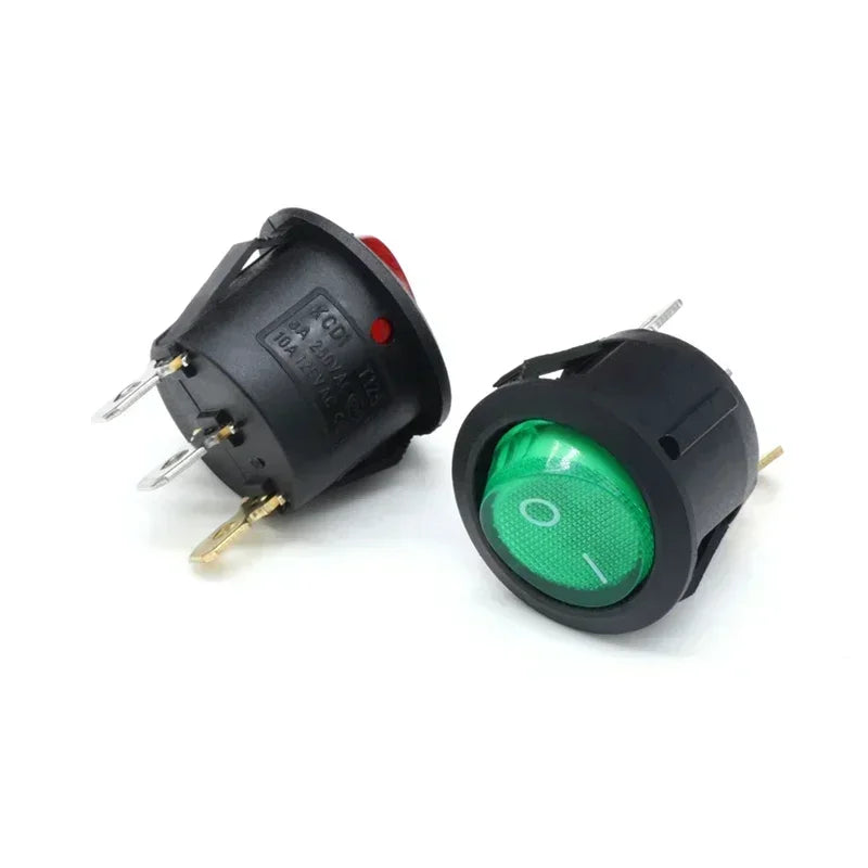 1~300pcs KCD1 LED Rocker Switch Round 2/3Pin ON-OFF-ON 2/3 Position 6A/250VAC 10A/125VAC SPST 23mm Car Push Button Switches