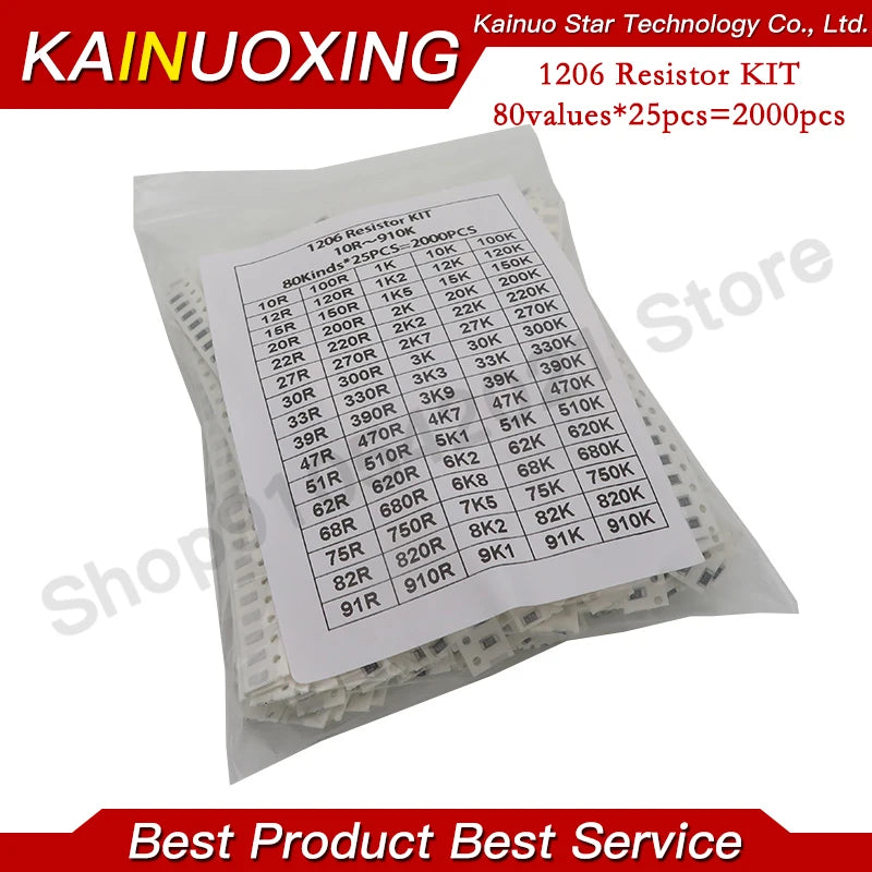50/200/330/660/720/2000/4000PCS 0402 0603 0805 1206 1210 2512 SMD Resistor Kit Assorted Kit 10K 100K 1R 100R 220R 1% 5%