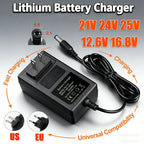 12.6V 16.8V 21V 24V 25V 1A 2A 18650 Lithium Battery Charger DC 5.5*2.1-2.5mm for 3S 4S 5S 6S 12V to 25V Screwdriver Battery Pack