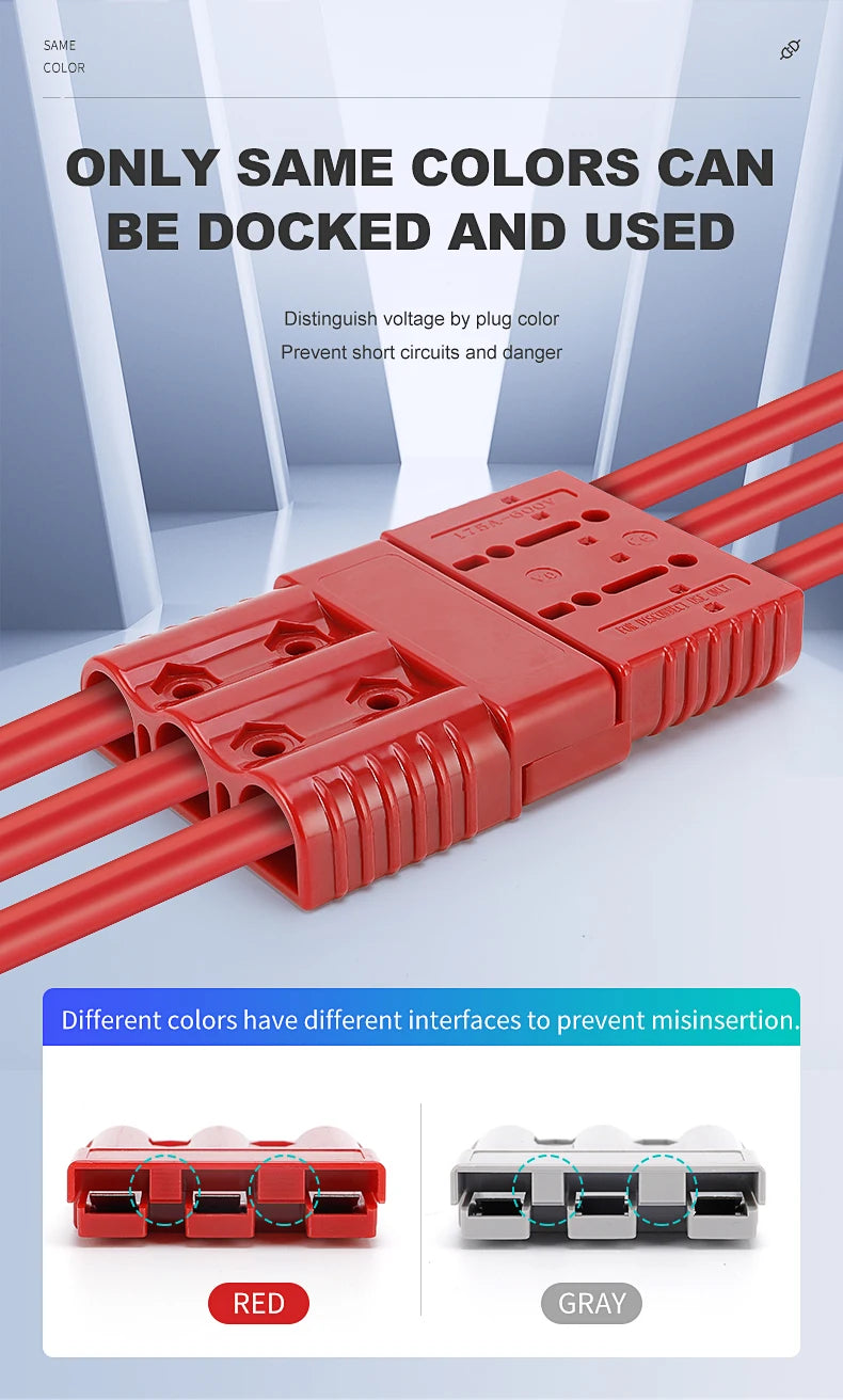 2pcs 50A 75A 175A 3P Battery Power Connector Kit Quick Disconnect Plug 600V Car Forklift Battery Charging Electrical Connectors