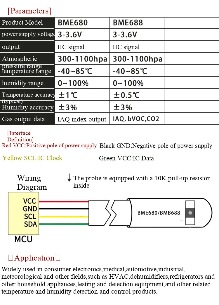 BME680 BME688 Environmental Sensor Air Quality/Atmospheric Pressure/Temperature/Humidity Sensor Module