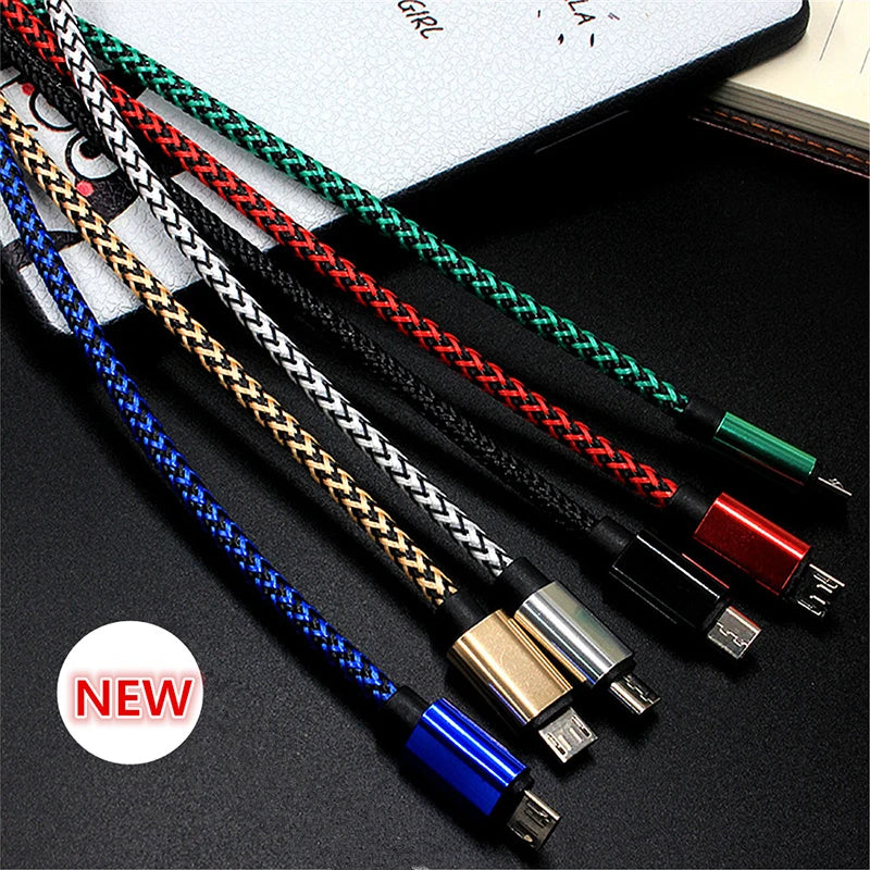 Micro USB 2.4A Fast Charging Cable Nylon Data Cable Cord For Samsung Galaxy A3/A5/A7 Android Phone Mobile Devices 1M 2M 3M