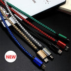 Micro USB 2.4A Fast Charging Cable Nylon Data Cable Cord For Samsung Galaxy A3/A5/A7 Android Phone Mobile Devices 1M 2M 3M