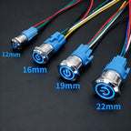 12mm 16mm 19mm 22mm Metal Switch Button Push With Wire Waterproof On Off Momentary/Latching Led Light Start Stop 5V 12V 24V 220V