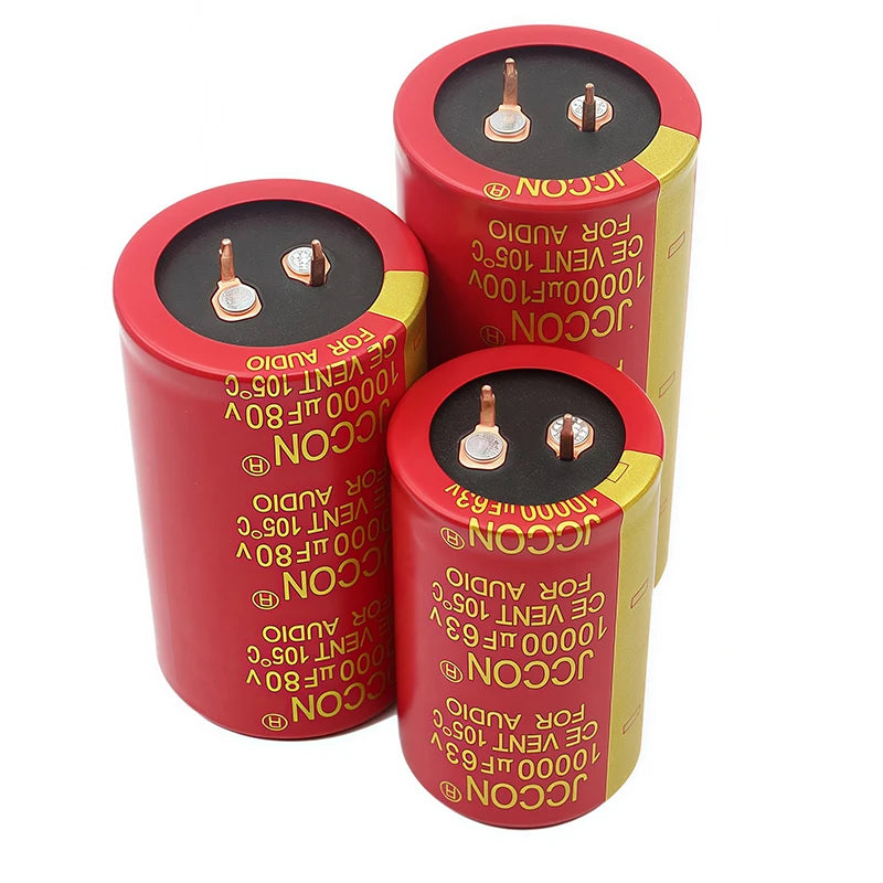 1pcs 50v 10000uf 63v10000uf 80v 10000uf JCCON Copper Pin Capacitors Audio Amplifier Filters Aluminum Electrolytic Capacitors Red