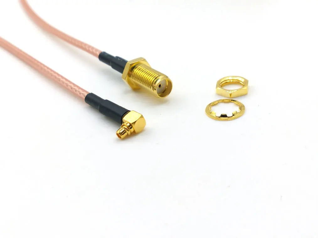 100pcs Copper SMA Female Nut Jack To MMCX Male Plug Right Angle Pigtail Cable Adapter Cable RG316