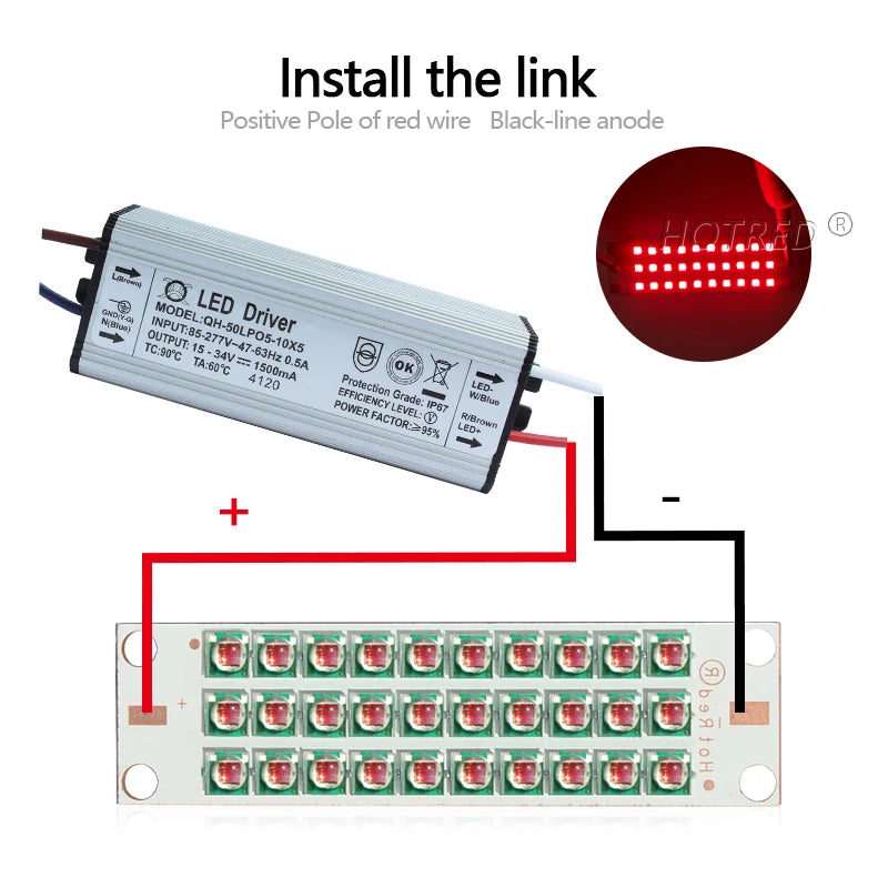 High Power LED Chip IR Infrared 730nm 810Nm 850nm 940nm Deep Red 660nm 30W 50W 100W Grow Plant Light for Night Vision CCTV Camer