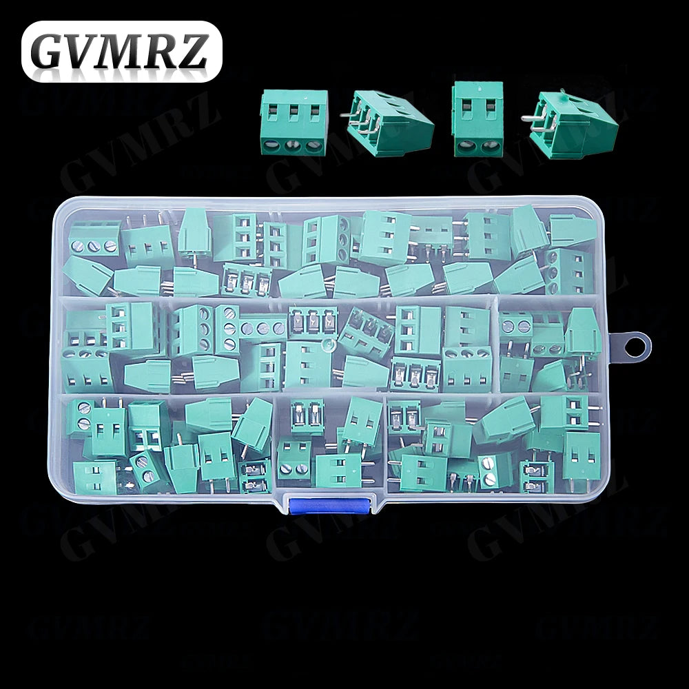 80PCS PCB Screw KF128-2 KF128-3 Terminal Block Connector KF128 Pitch 5.0MM 2P 3P Splicable Kit Box