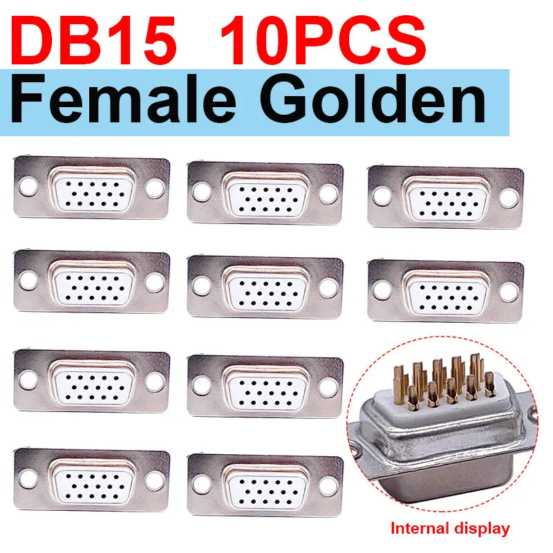 10PCS DB9 Adapter Connector Core RS232 Serial COM Plug Connectors Hole/pin DB15 Female Male Port Socket D Sub DP9 Plastic Case