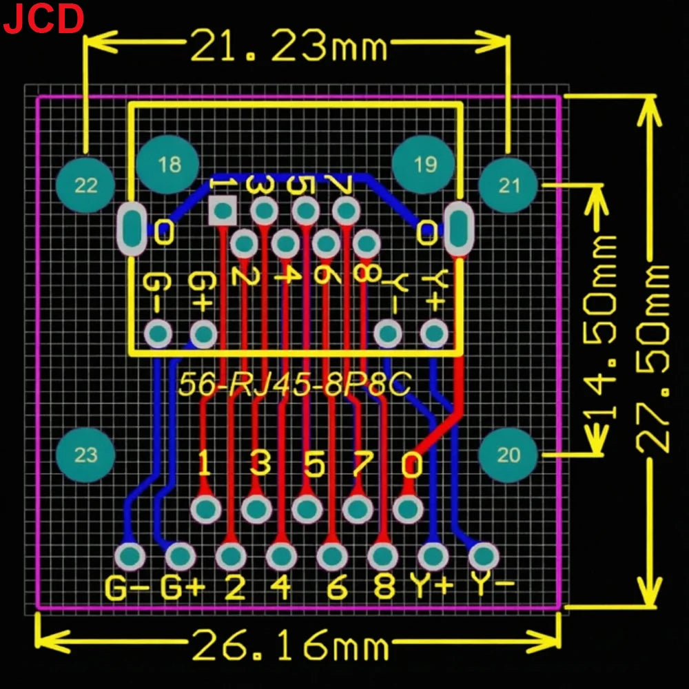 JCD 1pcs RJ45 Breakout Board With LED Lights,8P8C Female Socket Connector RJ45 Adapter Test Board with Pin Headers