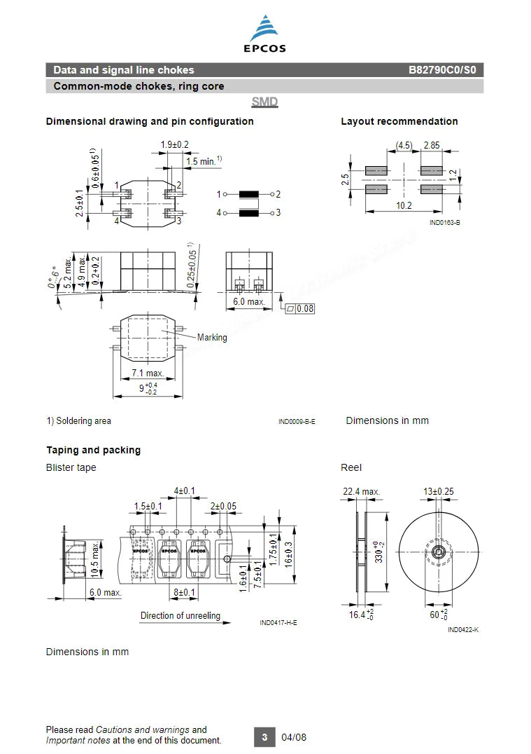 10Pcs/Lot New and Original B82790S513N201 B82790S0513N201 SMD Common Mode Choke  B82790 S513N 0S513N Filter