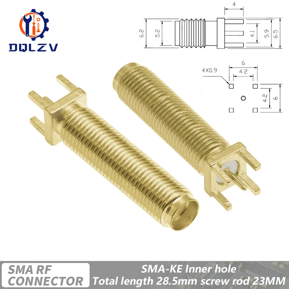 SMA Male Female Straight Connector 90 Degree Solder Edge PCB Straight Right angle Mount RF Copper Plug Socket