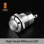 LANBOO 12mm Economy Mini Metal Push Button Switch 1NO Ring/Power Illumination Momentary or Latching