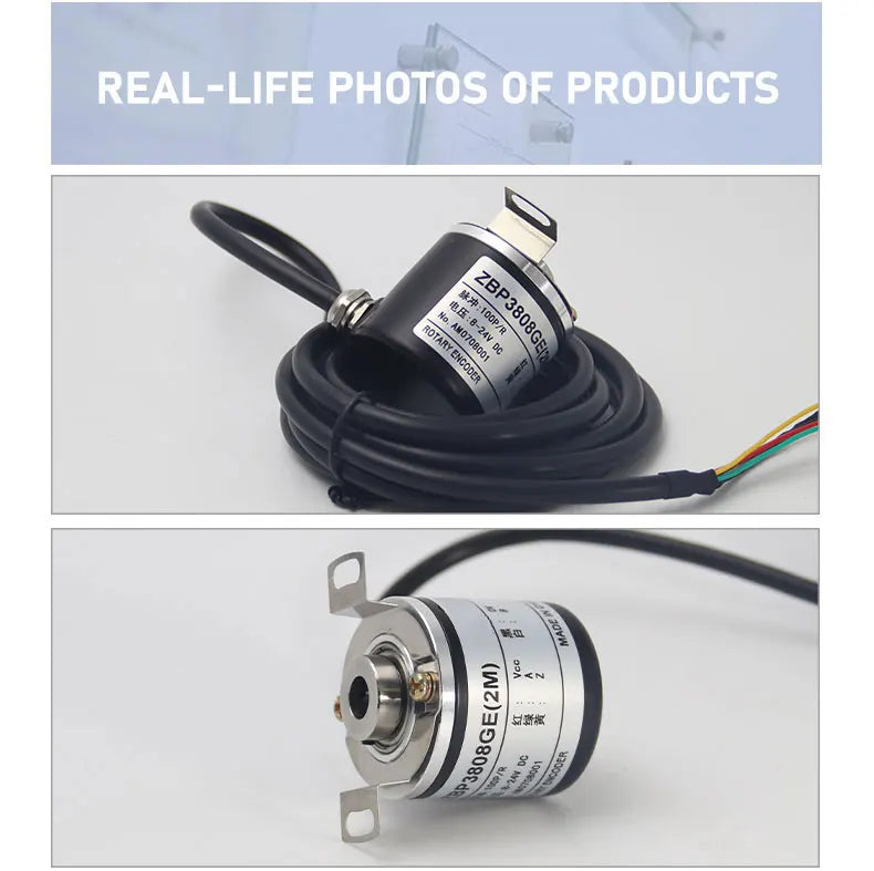 38mm Incremental Rotary Encoder 8mm Half Hollow Shaft Photoelectric Optical Switch 5-24VDC E40H8 Rotary Encoder