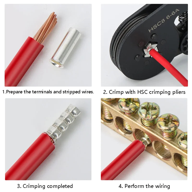 Pure Copper Non-Insulated Cord End Terminals Kit EN0508 EN1008 EN4009 Naked Wire Ferrules Crimp Terminals Wire Connector