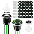 FILN 2Pcs 22mm Symbol Push Button Switch 20A IP67 Waterproof Latching Momentary Marine Switches 185 Replacement Symbols 5V-24V
