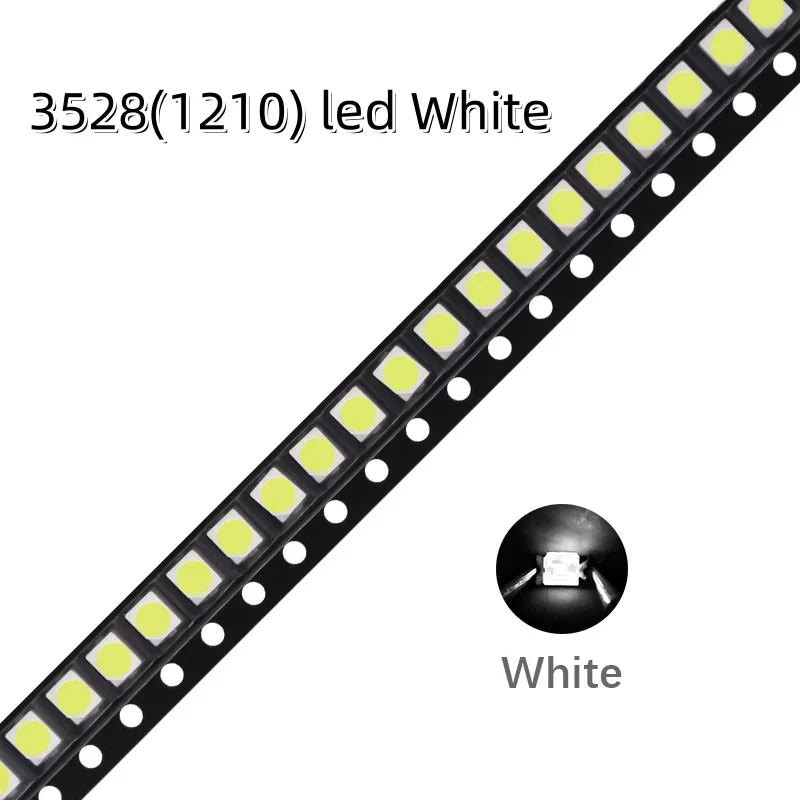 100Pcs 3528 SMD LED Diode Chip Warm White Red Green Blue Orange Yellow Pink UV Purple RGB PLCC2 PLCC-4 Lamp Light Beads Emitting