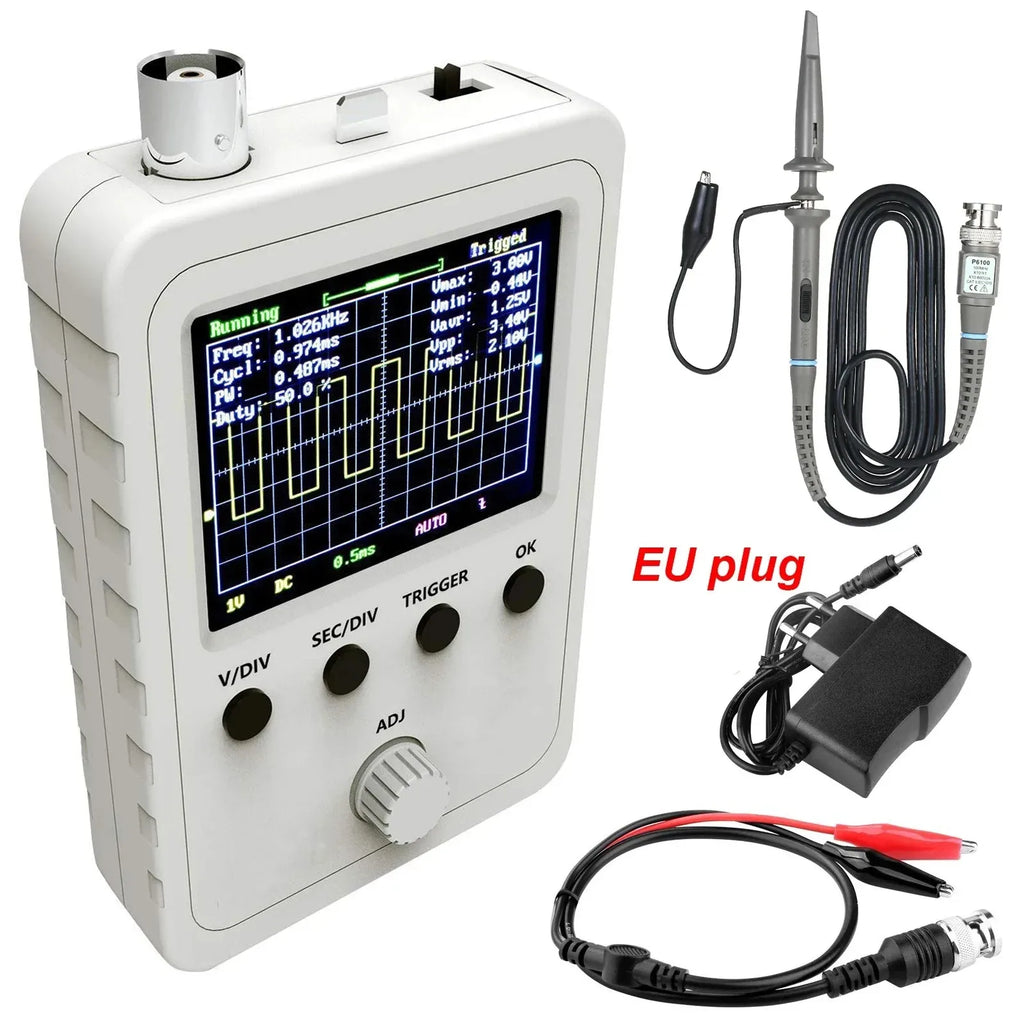 FNIRSI 2.4” TFT Handheld Digital Oscilloscope 0-200KHz Bandwidth 1M Sampling Rate with BNC-Clip Cable Probe and Power Supply