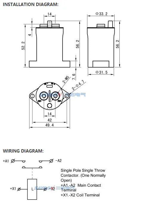 High Voltage 5-1000V 30A DC Contactor Power Relay SEV30ADXL Coil 12V 24V 36V   For Charging Piles Electric Car etc