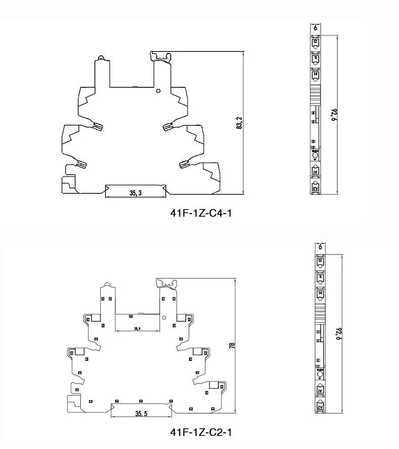 Din Rail Slim Relay Module 41F-1Z-C4-1 Integrated PCB Mount Power Relay With Relay Holder 12V 24V ACDC 220V Relay Socket 6.2mm