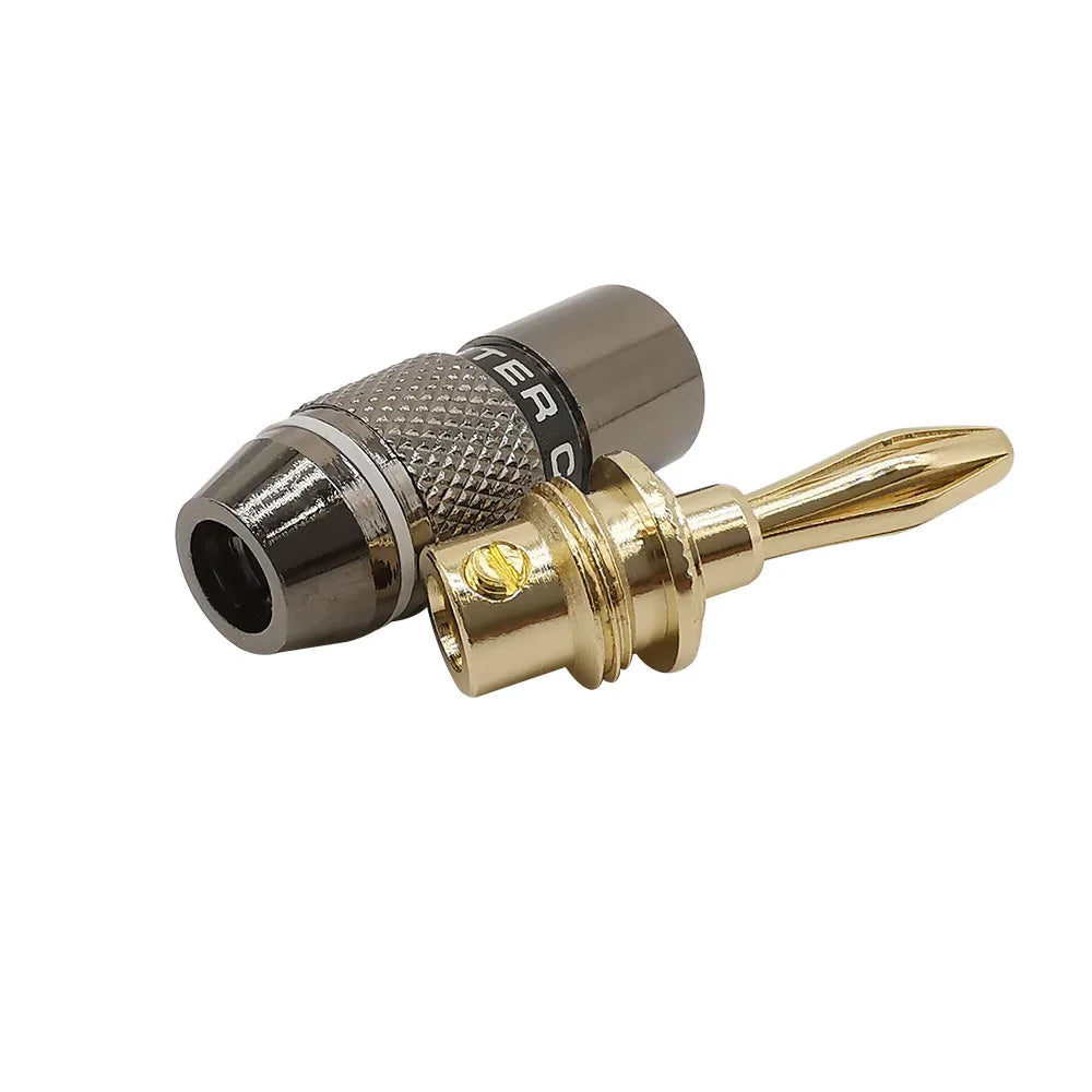 8Pcs 4mm Banana Plug 24K Gold Plated Pure Monster Copper Speaker Adapter Screw  Plugs Audio Connectors