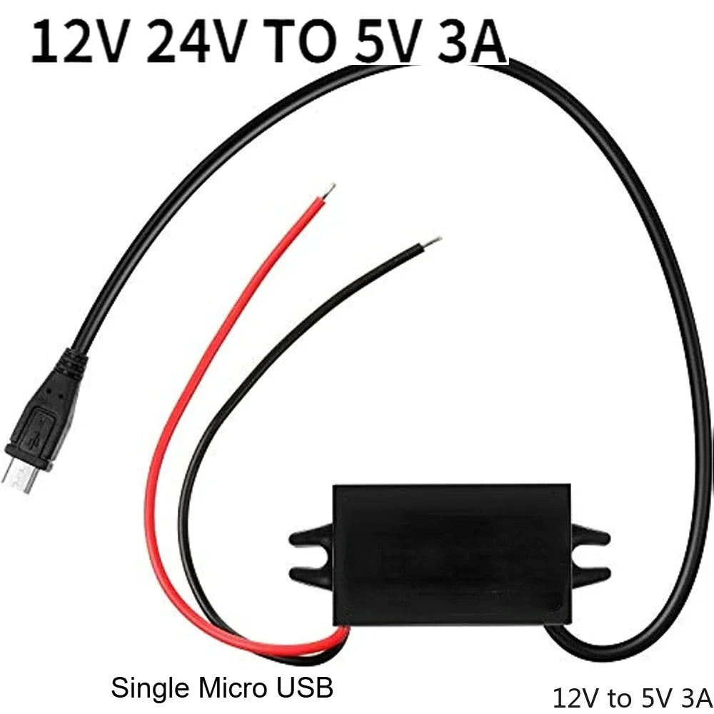 8-32V 12V 24V to 5V 3A DC DC Step Down Converter Type-C USB Power Buck Supply Charger for Mobile Phone iPad Charging Waterproof