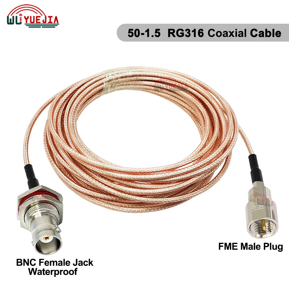 1Pcs FME to BNC Female Waterproof Connector RG-316 Cable Q9 BNC to FME Adapter RF Coaxial Cable Antenna Extension Jumper Pigtail