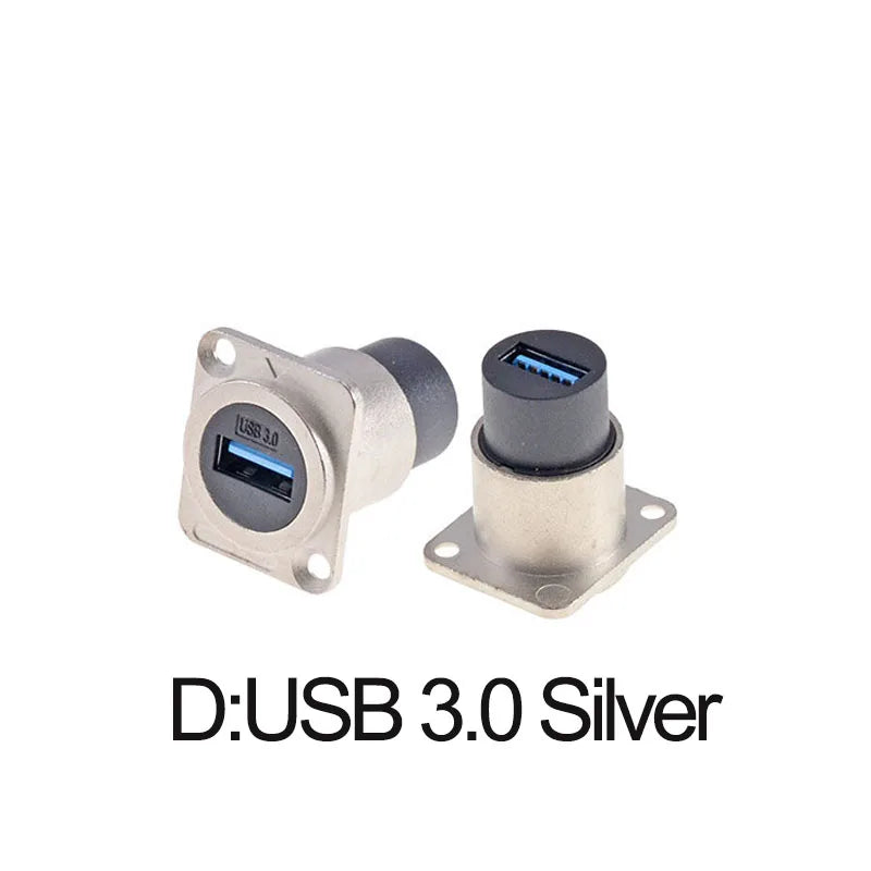 1PC Metal D Type Module RJ45 CAT6&USB 2.0/3.0&Type C&HDMI-Jack Socket Through Network Panel Mounting Electronic Connector