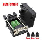 DB9 DB15 DB25 Connector D-SUB 9 15 25 Pin Male Female Plug RS232 RS485 Breakout Terminals 21-24 AWG Wire Solderless Connectors